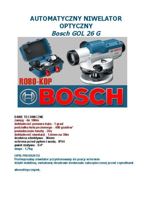 Bosch NIWELATOR GOL 26 G + BT160+GR500