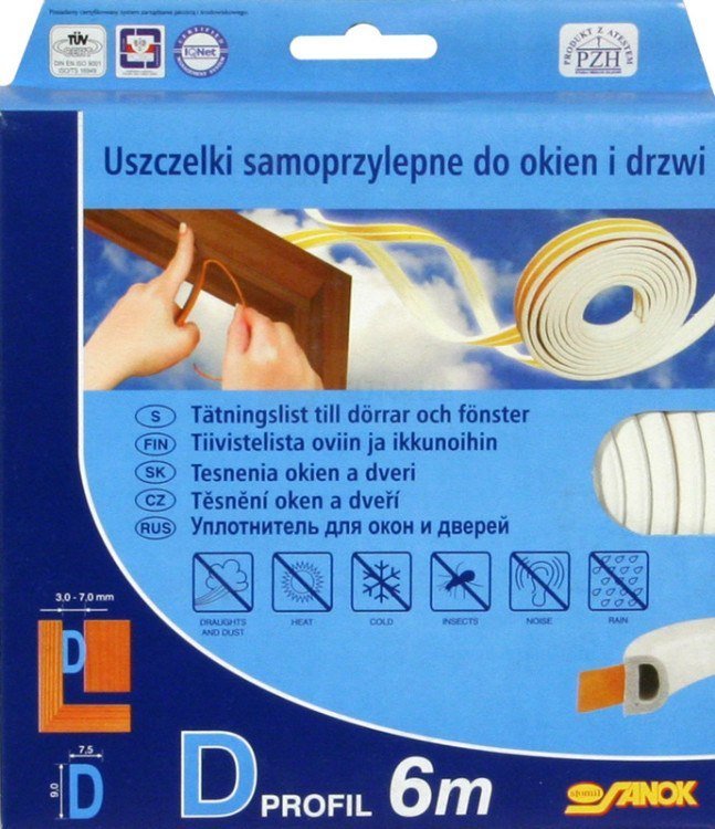 Stomil Sanok USZCZELKA DO OKIEN I DRZWI, EPDM, TYP D, BIAŁA, 6M 76752 STOMIL SANOK 76752