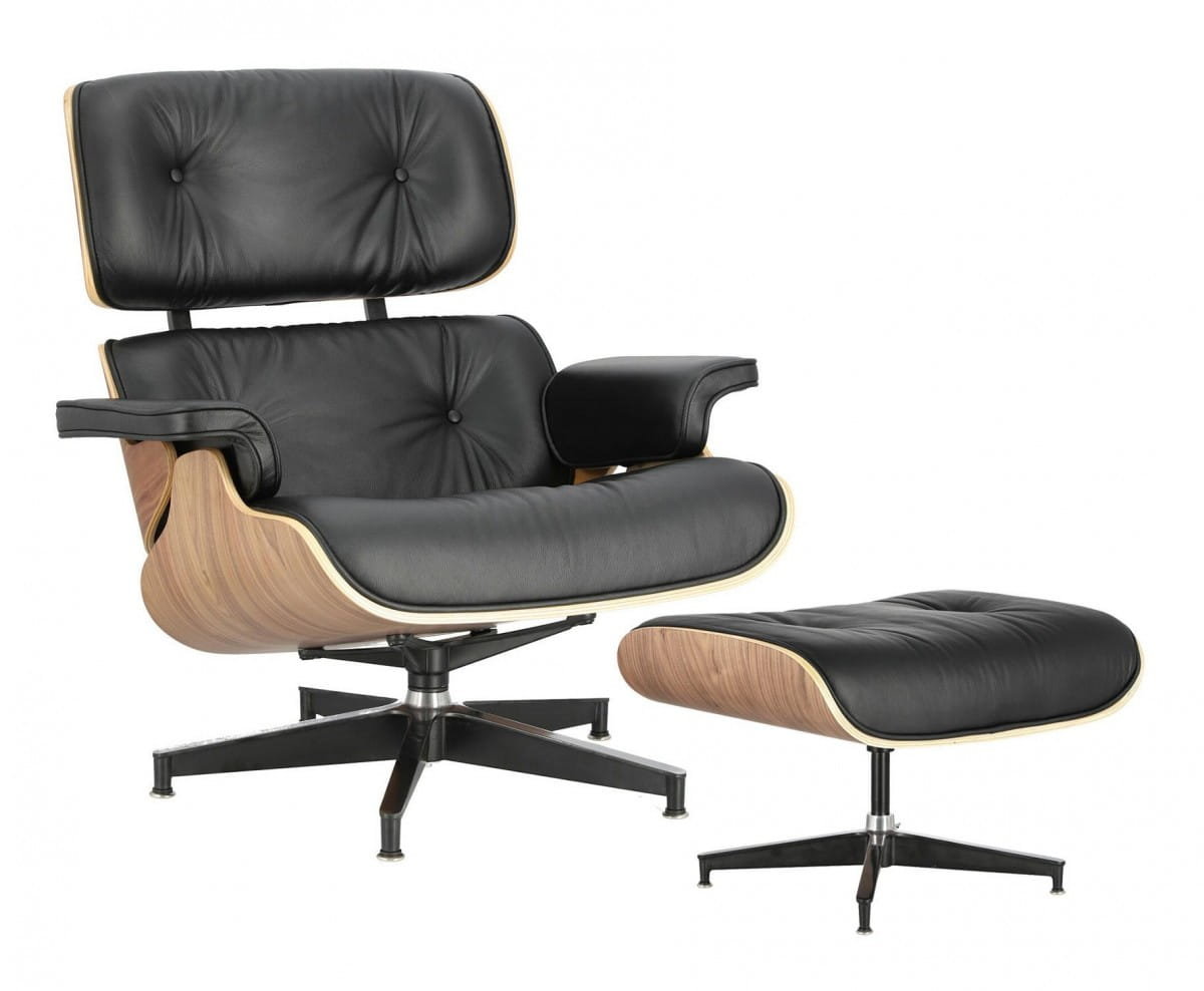 D2.Design Fotel Vip z podnóżkiem czarny/walnut /standard base 217896
