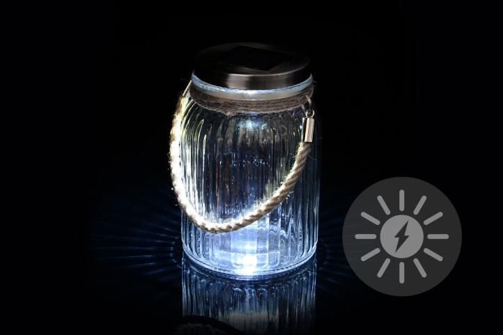 Lampion solarny 3 LED biały szklany