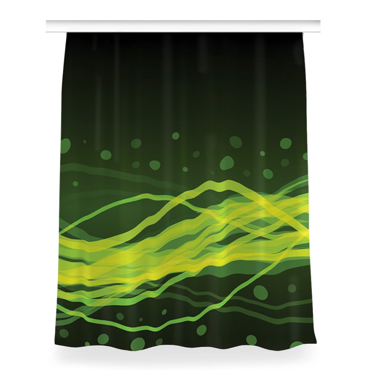 Gotowa zasłona z grafiką Zielone paski 150x200 cm, Fabricsy