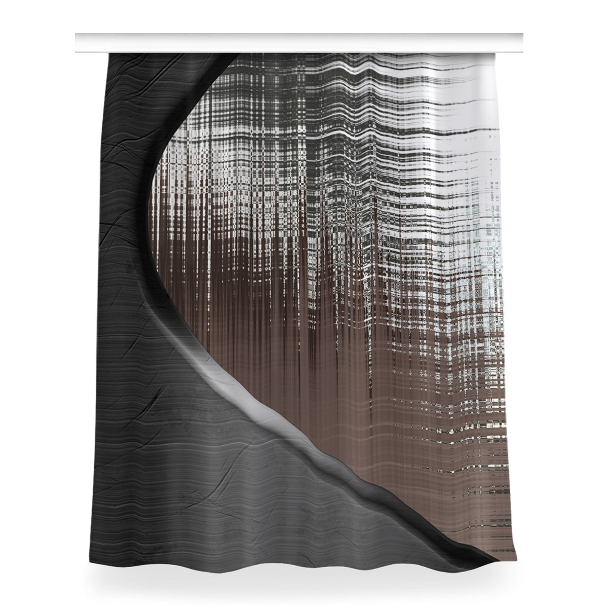 Gotowa zasłona na kółka Abstrakcja srebro 150x200, Fabricsy