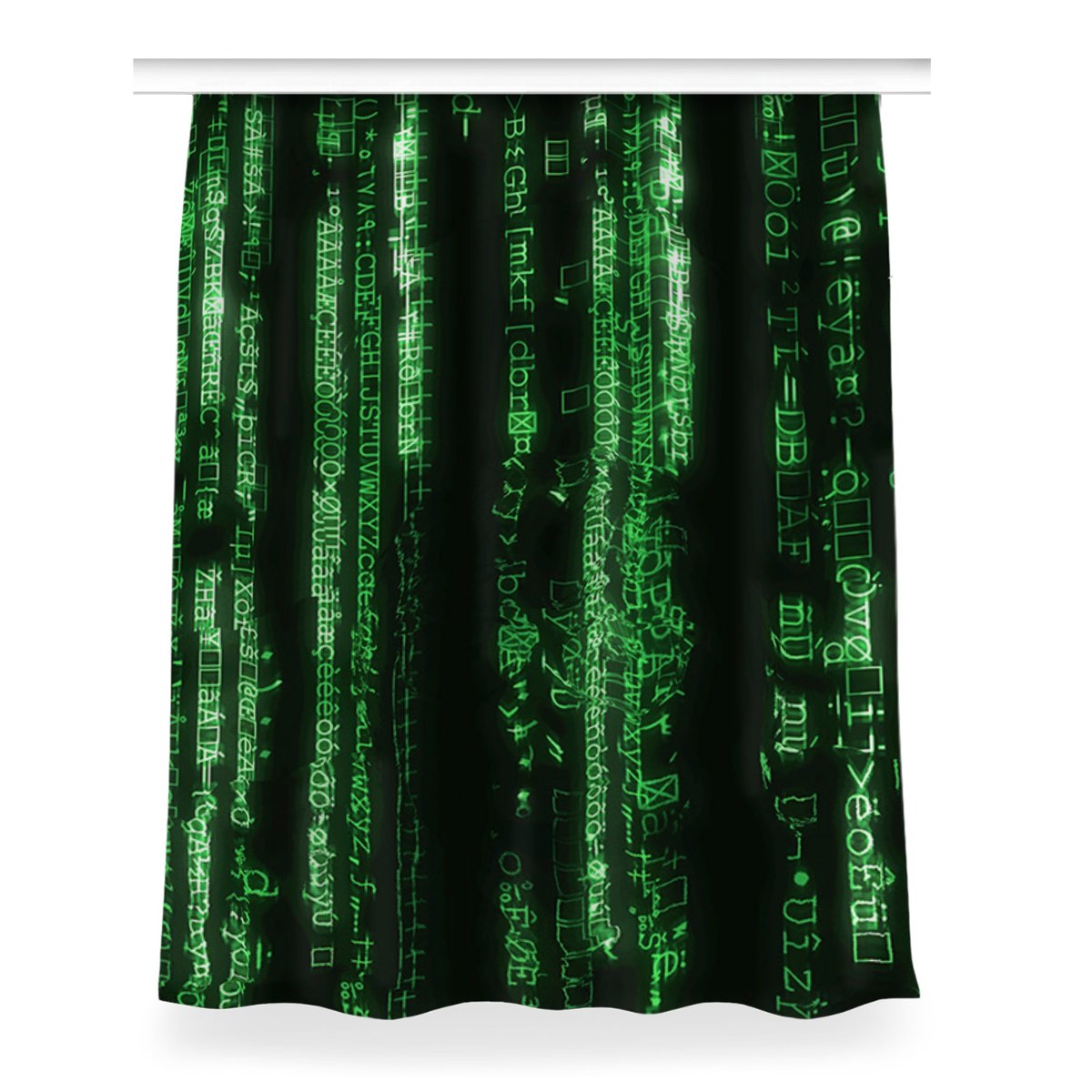 Gotowa zasłona z grafiką Zielone znaki 150x200 cm, Fabricsy