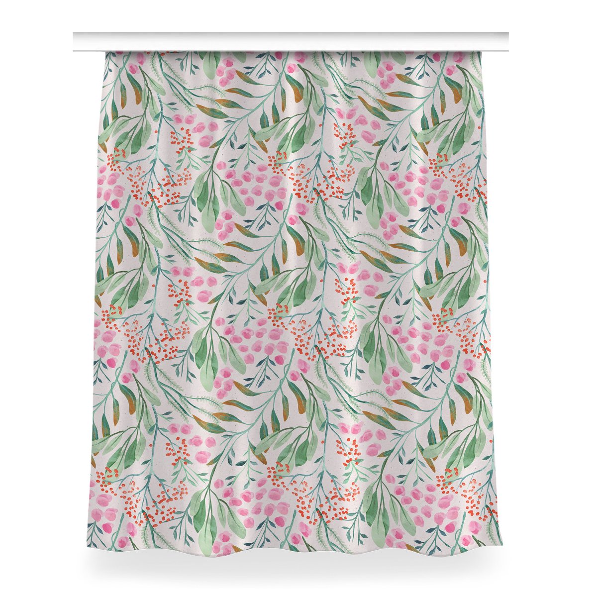 Gotowa zasłona na kółka Jarzębina liście 150x200, Fabricsy