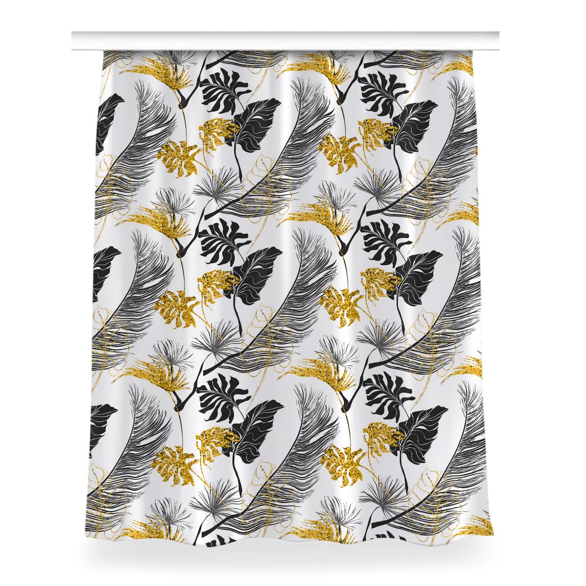 Gotowa zasłona na kółka Złote tropikalne 150x200, Fabricsy