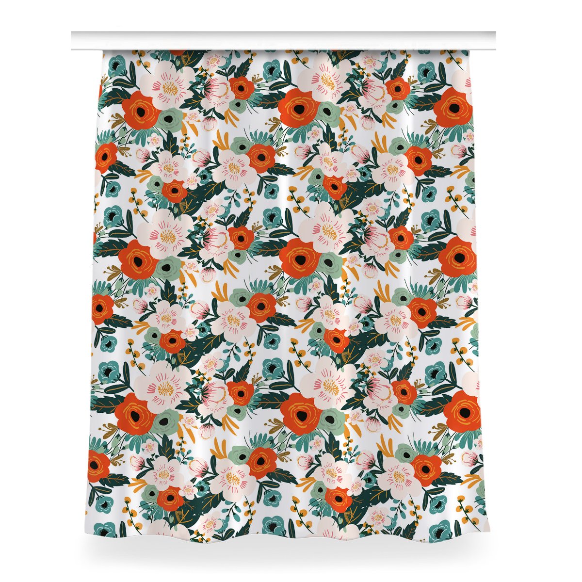 Zasłona z grafiką gotowa Kolorowe kwiaty 150x200, Fabricsy