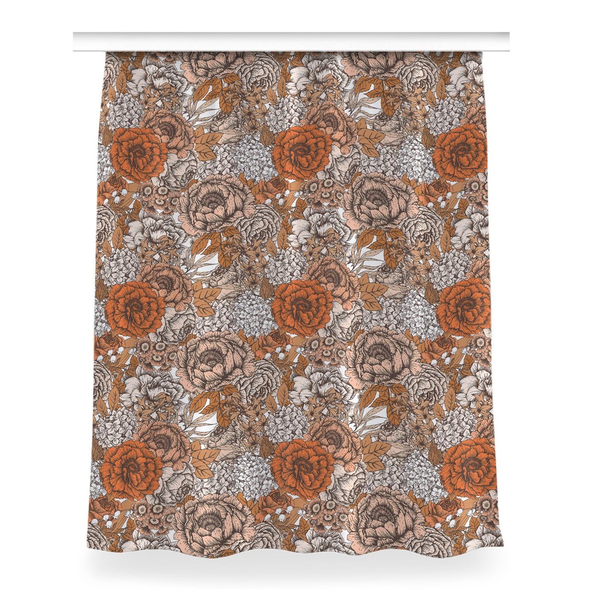 Klasyczna zasłona kolory Pomarańczowe róże 150x200, Fabricsy