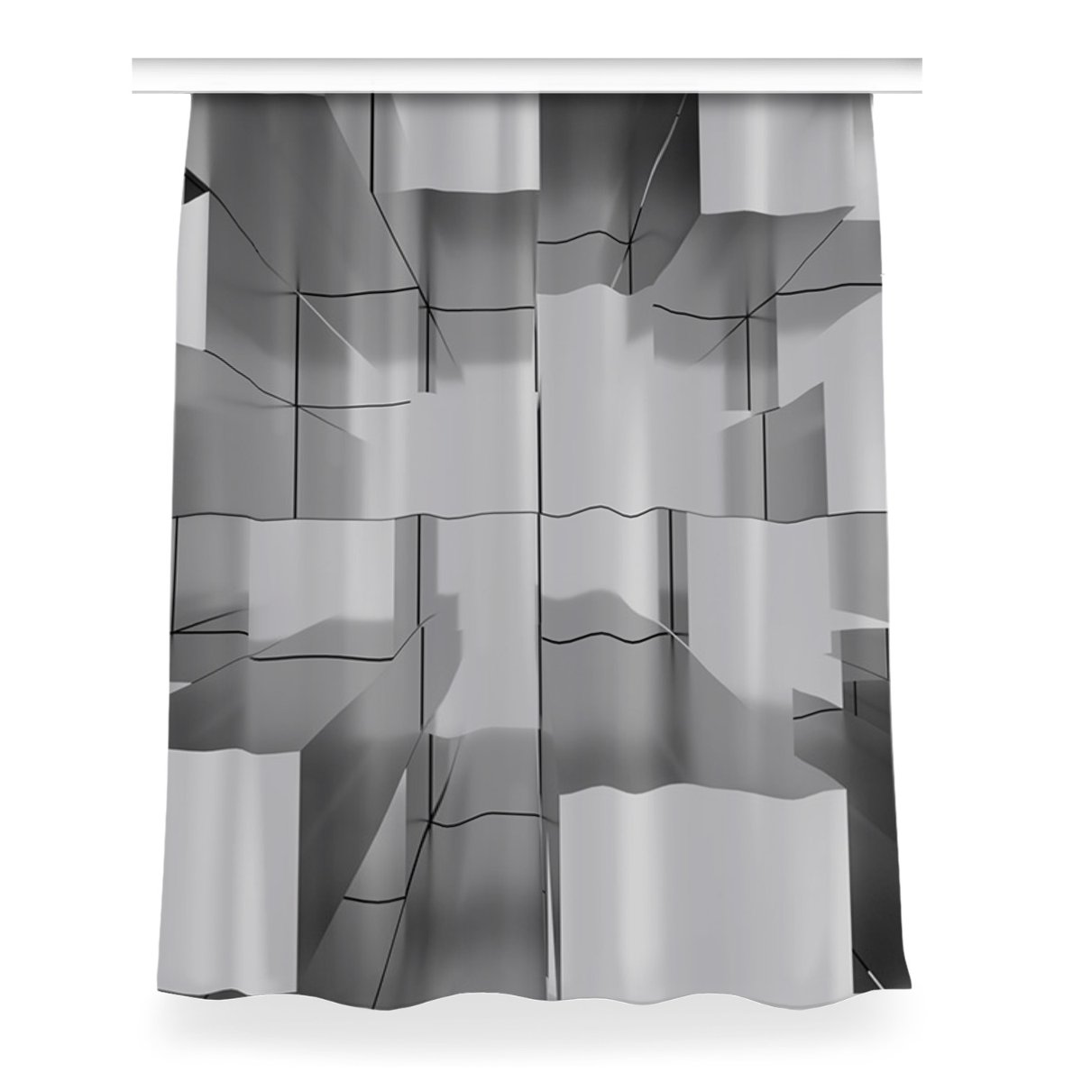 Gotowa zasłona z grafiką Szare kafle wzór 150x200, Fabricsy
