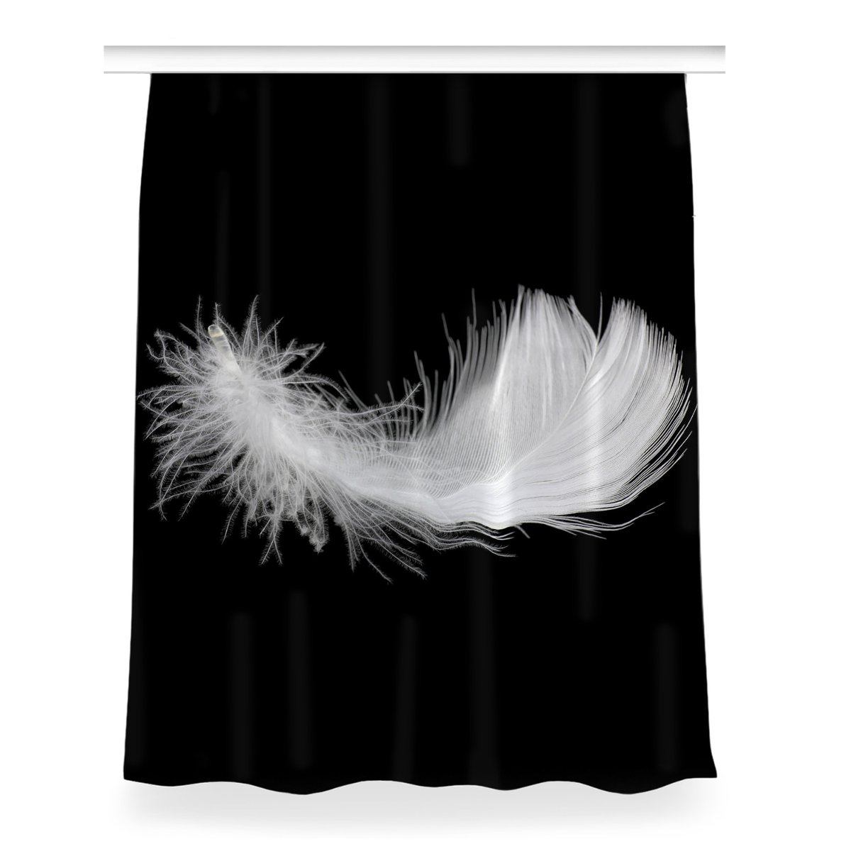 Gotowa zasłona z grafiką Białe pióro wzór 150x200, Fabricsy