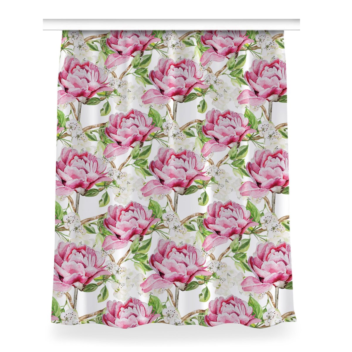 Gotowa zasłona z nadrukiem Różowe piwonie 150x200, Fabricsy