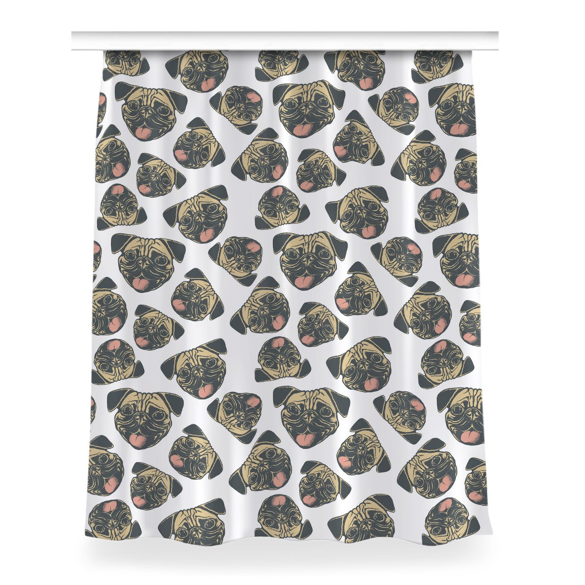 Klasyczna zasłona z nadrukiem Mopsy wzór 150x200, Fabricsy