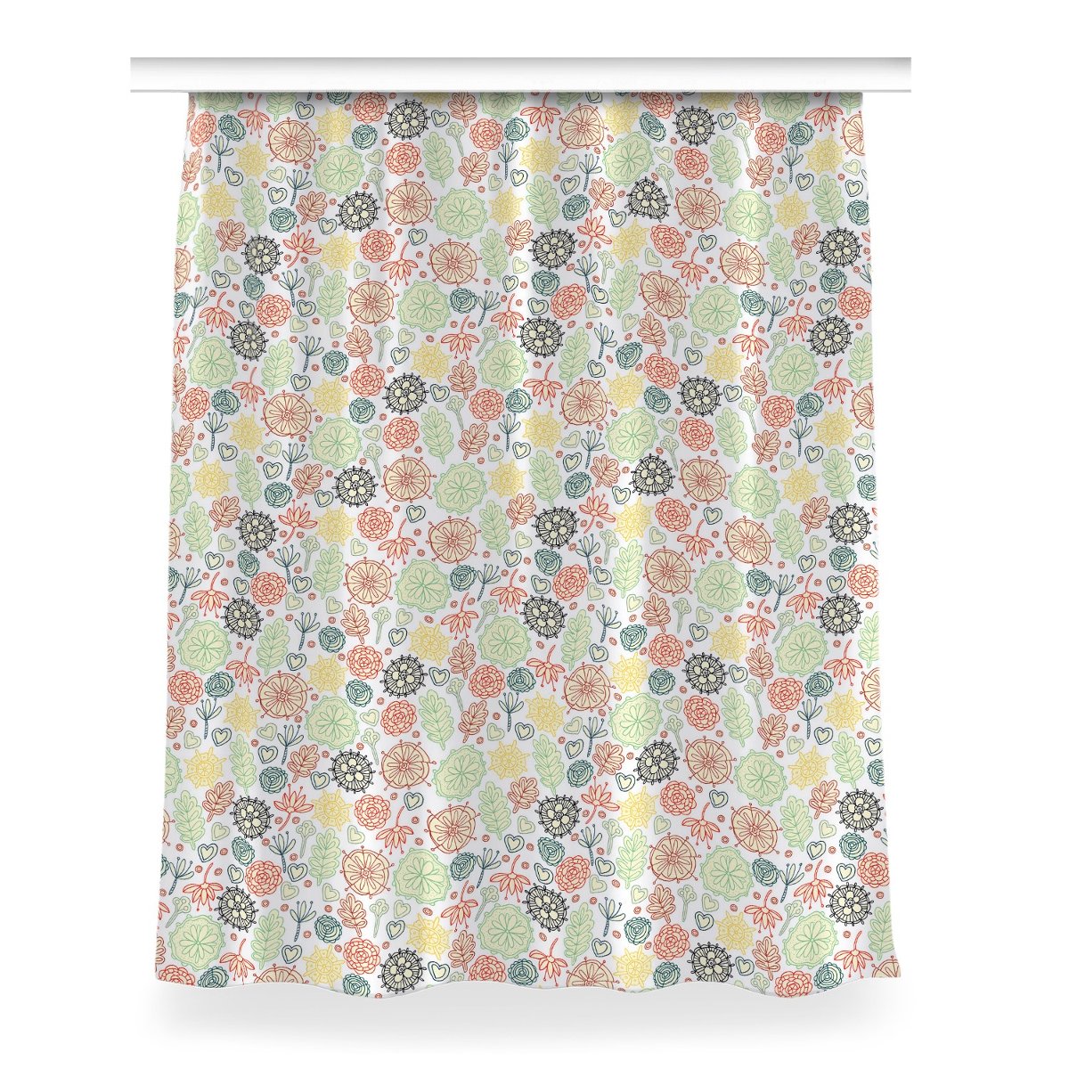 Zasłona klasyczna z grafiką Kwiaty i Serca 150x200, Fabricsy