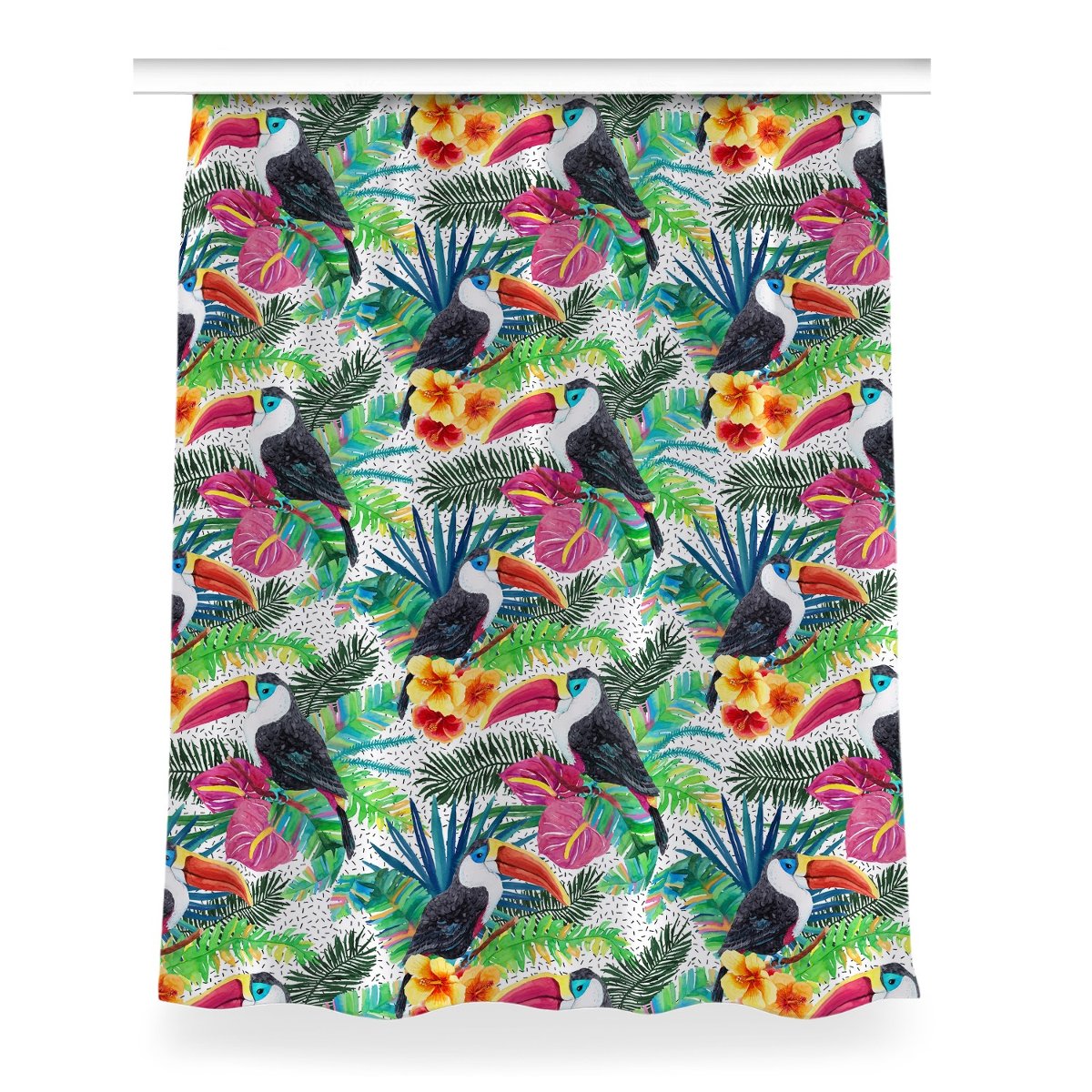 Gotowa zasłona na kółka Tukany do sypialni 150x200, Fabricsy