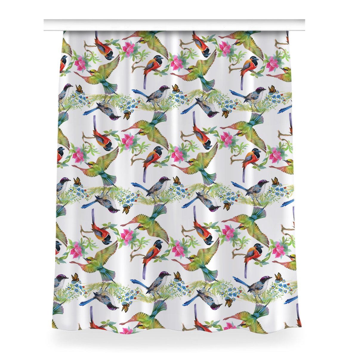 Gotowa zasłona na kółka Kolorowe ptaki 150x200 cm, Fabricsy