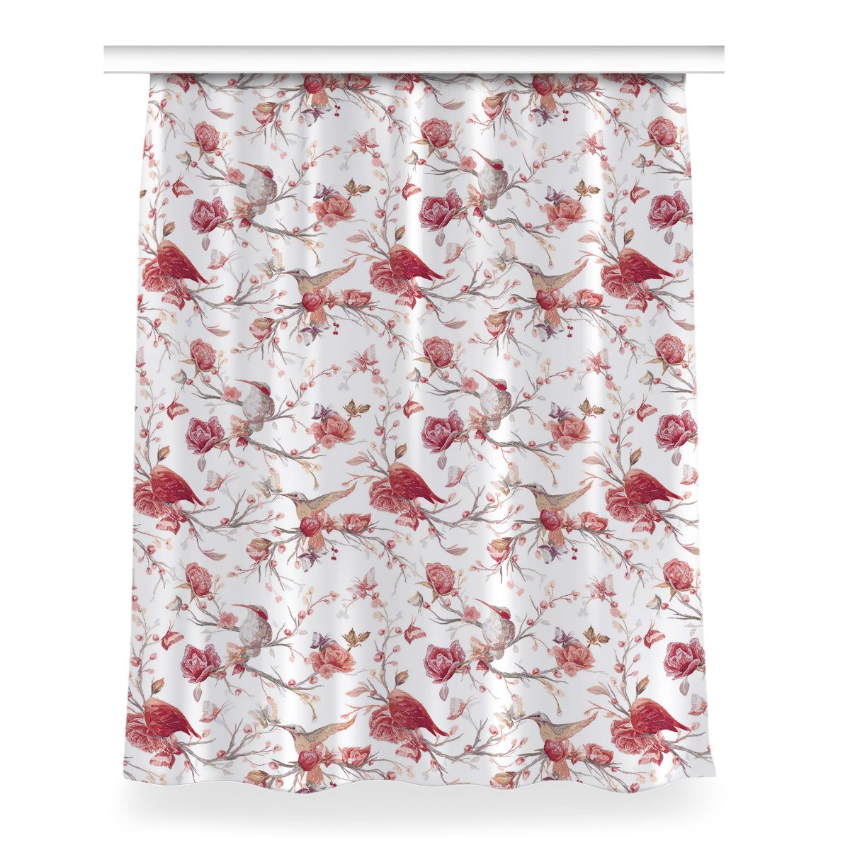 Zasłona z nadrukiem gotowa Czerwone ptaki 150x200, Fabricsy