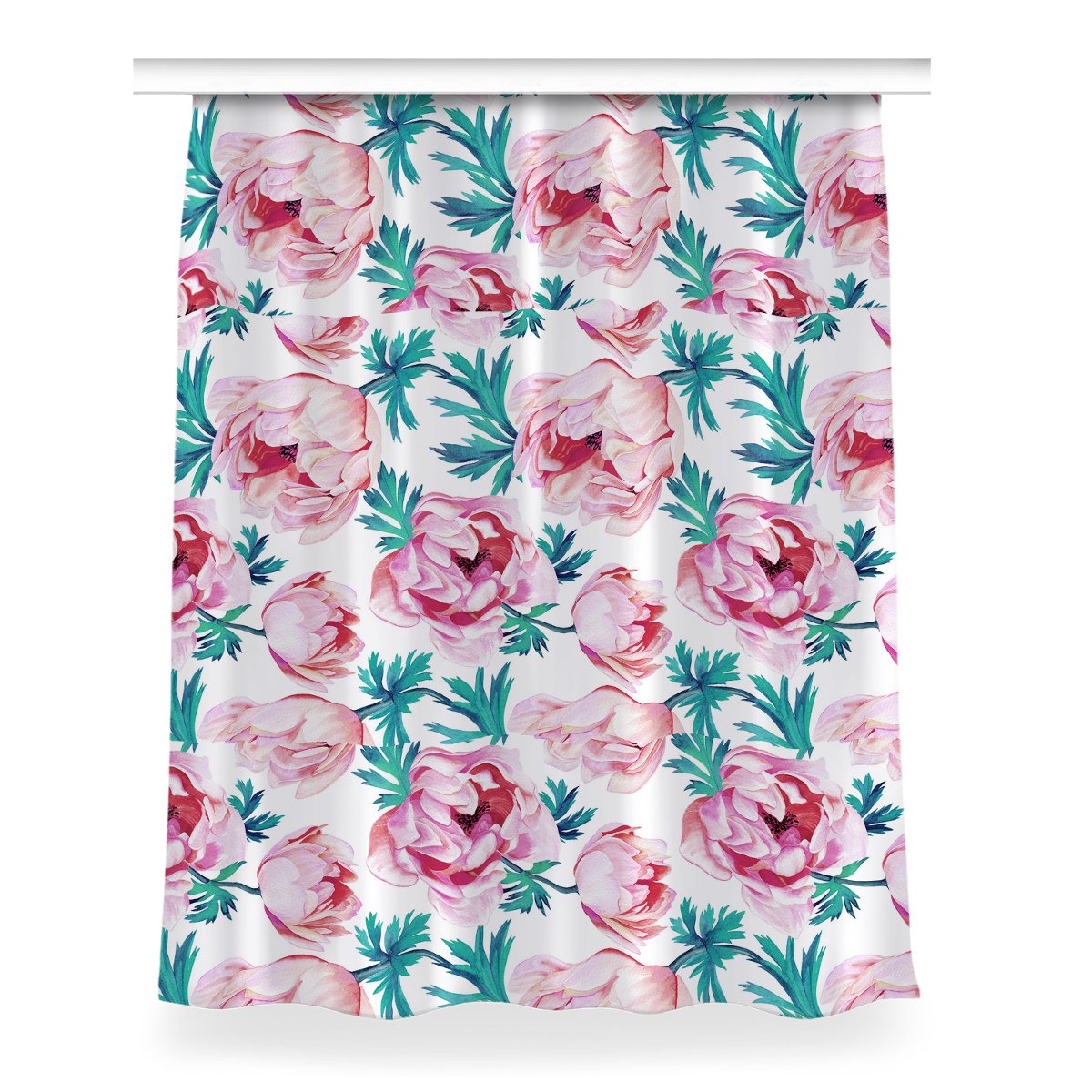 Gotowa zasłona na kółka Kwiat maku wzór 150x200 cm, Fabricsy