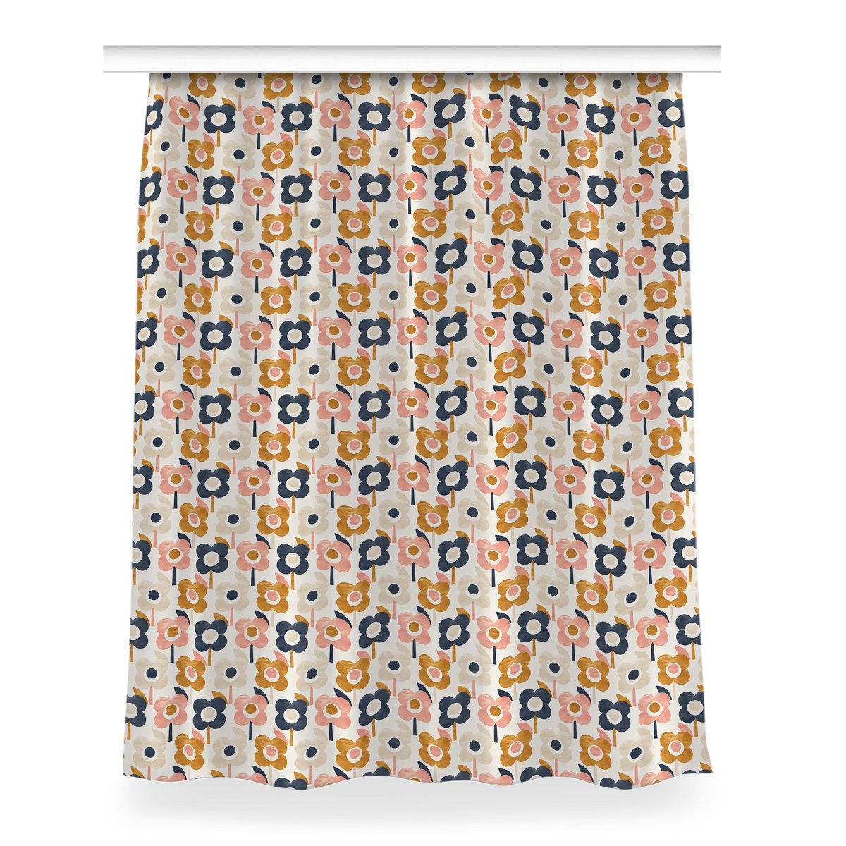 Gotowa zasłona z grafiką Kwiaty do pokoju 150x200, Fabricsy