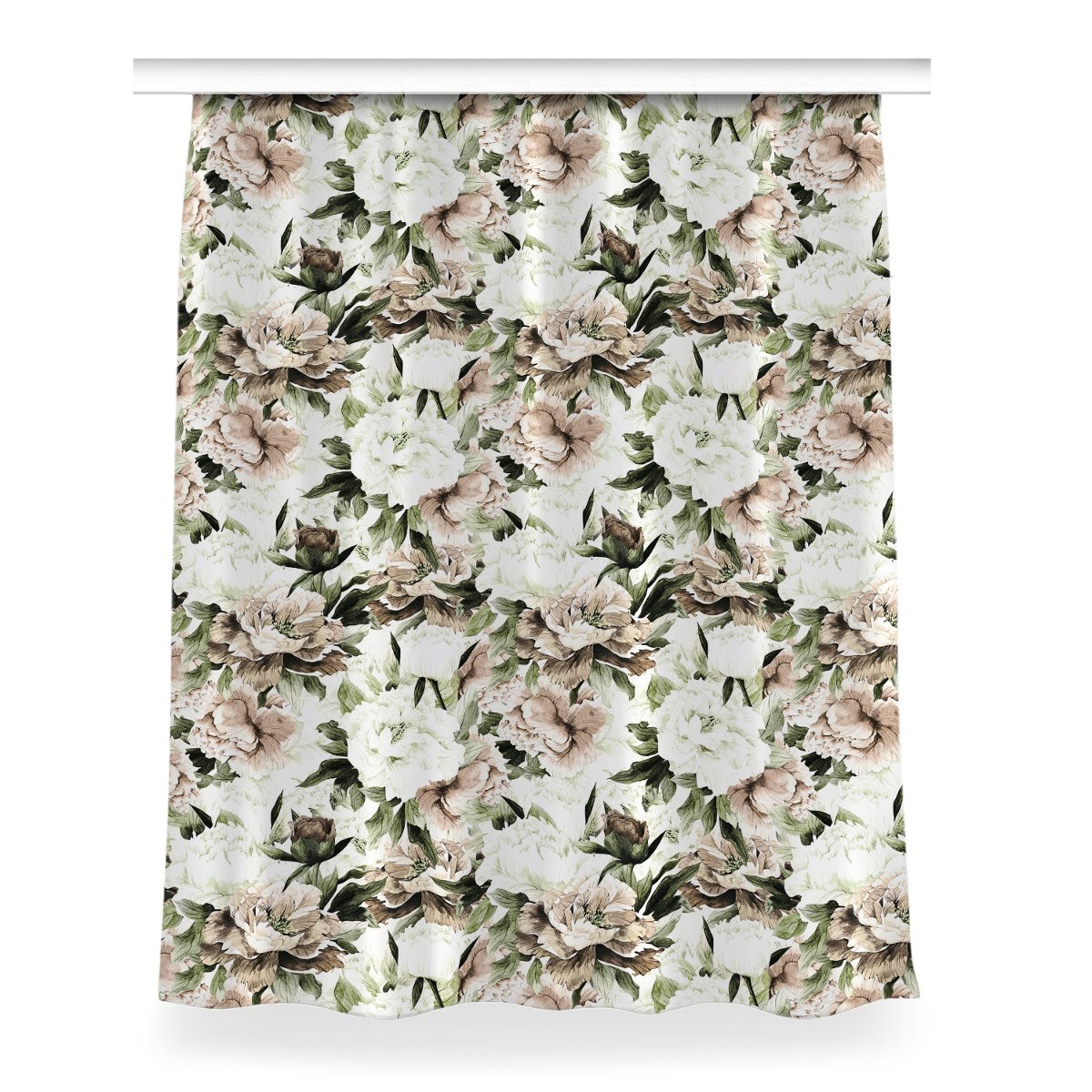 Zasłona z grafiką kolory Kwitnące piwonie 150x200, Fabricsy