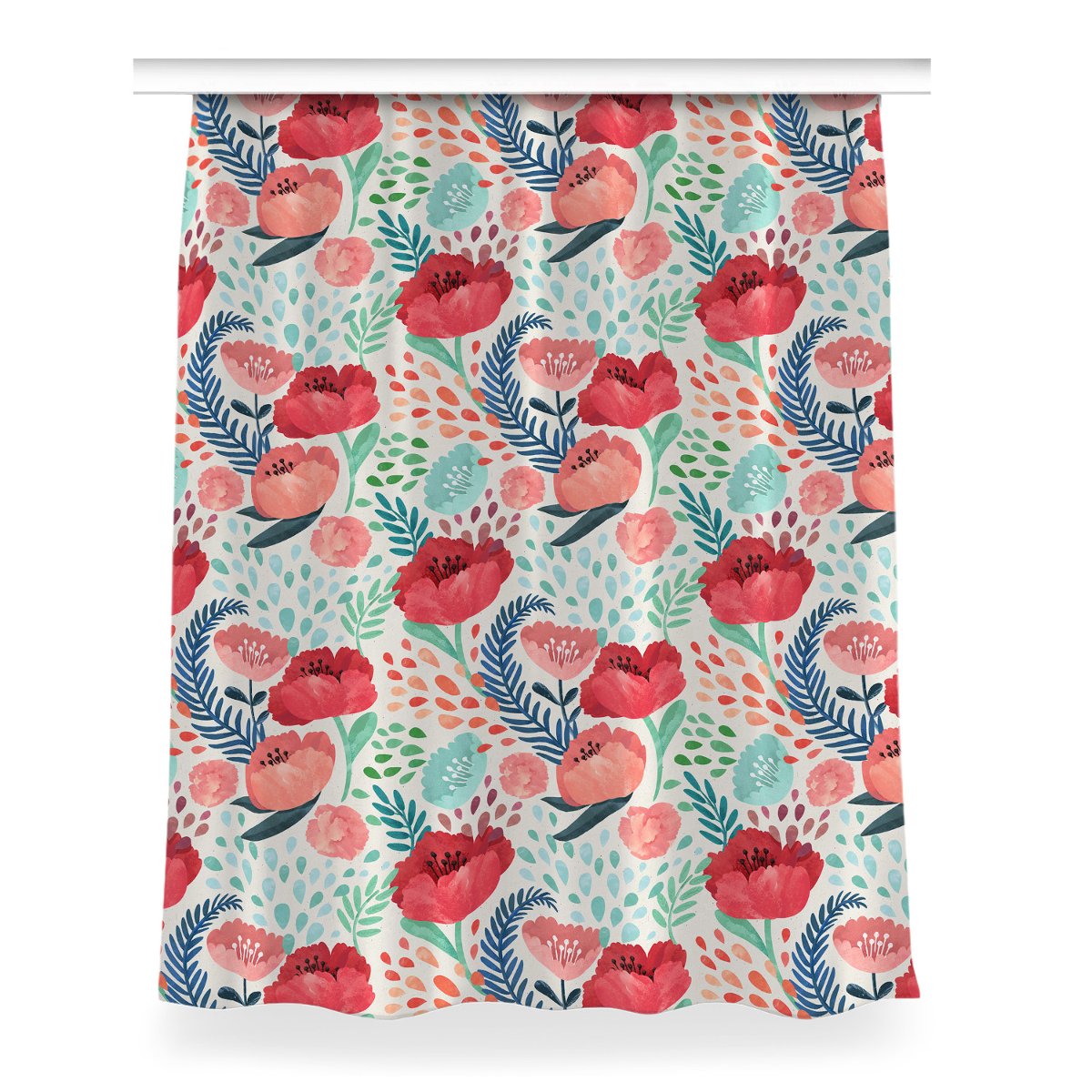 Klasyczna zasłona kolory Maki do sypialni 150x200, Fabricsy