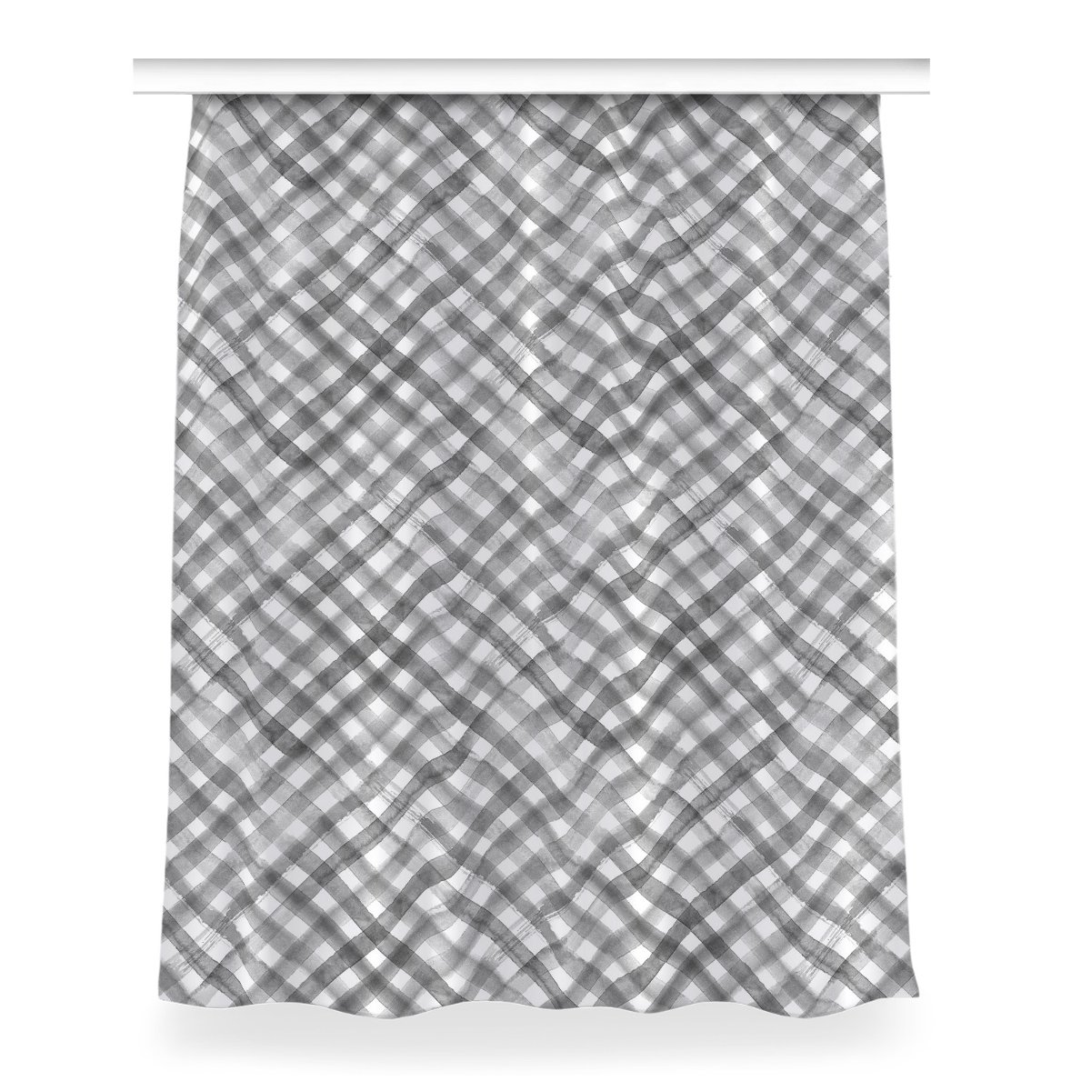 Klasyczna zasłona z nadrukiem Szara krata 150x200, Fabricsy