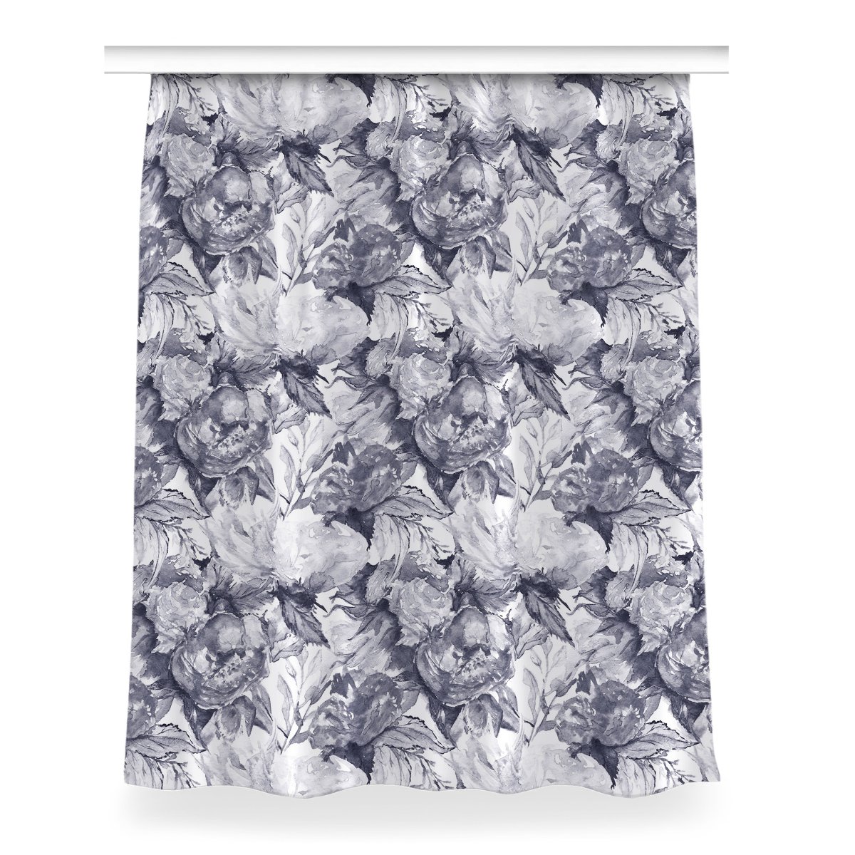 Kolorowa zasłona z nadrukiem Szare kwiaty 150x200, Fabricsy
