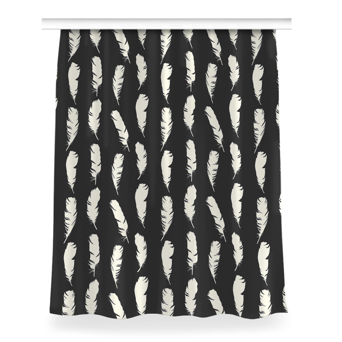 Klasyczna zasłona z nadrukiem Białe pióra 150x200, Fabricsy