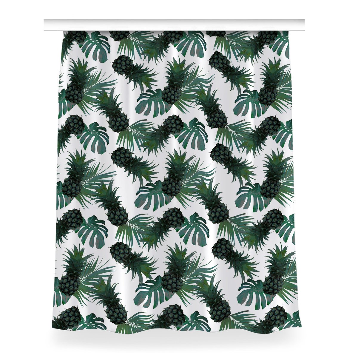 Gotowa zasłona na kółka Zielone ananasy 150x200 cm, Fabricsy