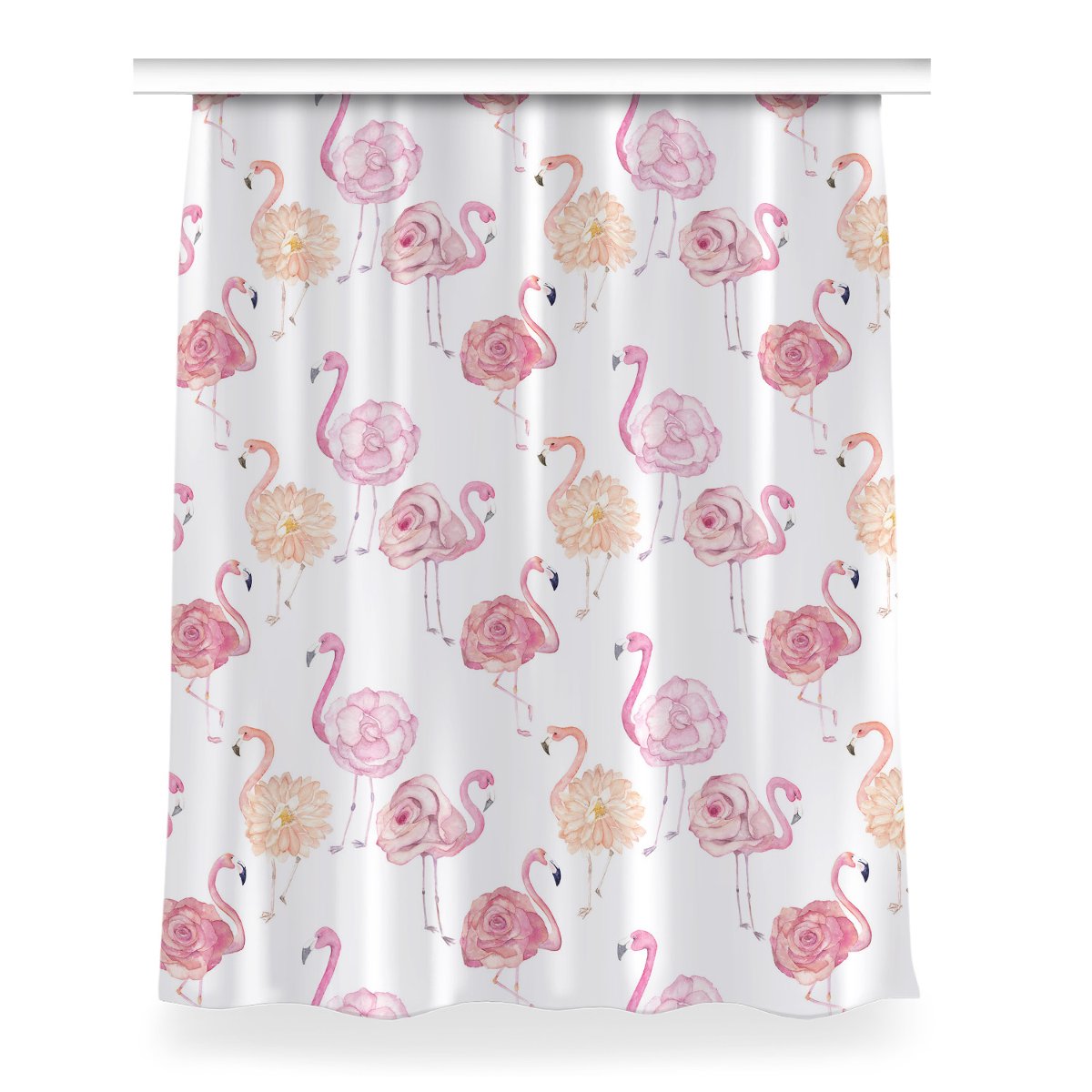 Gotowa zasłona Flamingi i kwiaty do salonu 150x200, Fabricsy