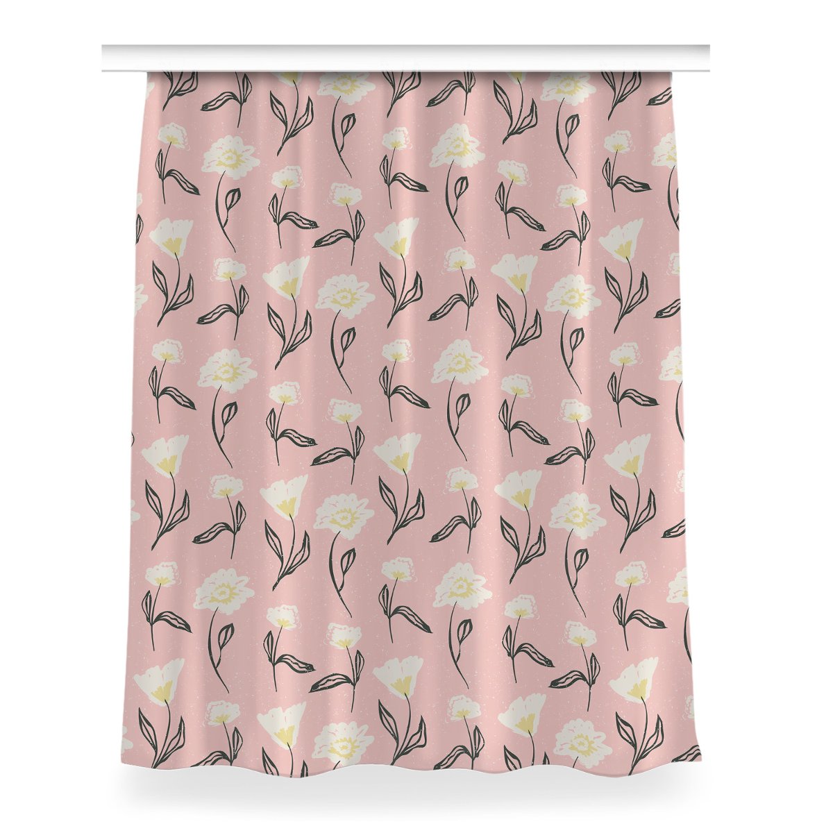 Gotowa zasłona z grafiką Delikatne kwiaty 150x200, Fabricsy