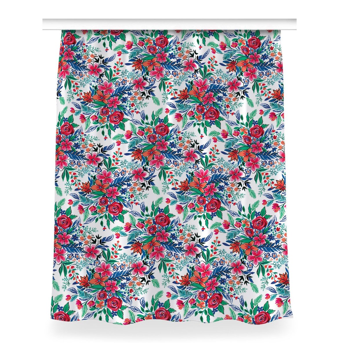 Zasłona z nadrukiem gotowa Kolorowe kwiaty 150x200, Fabricsy