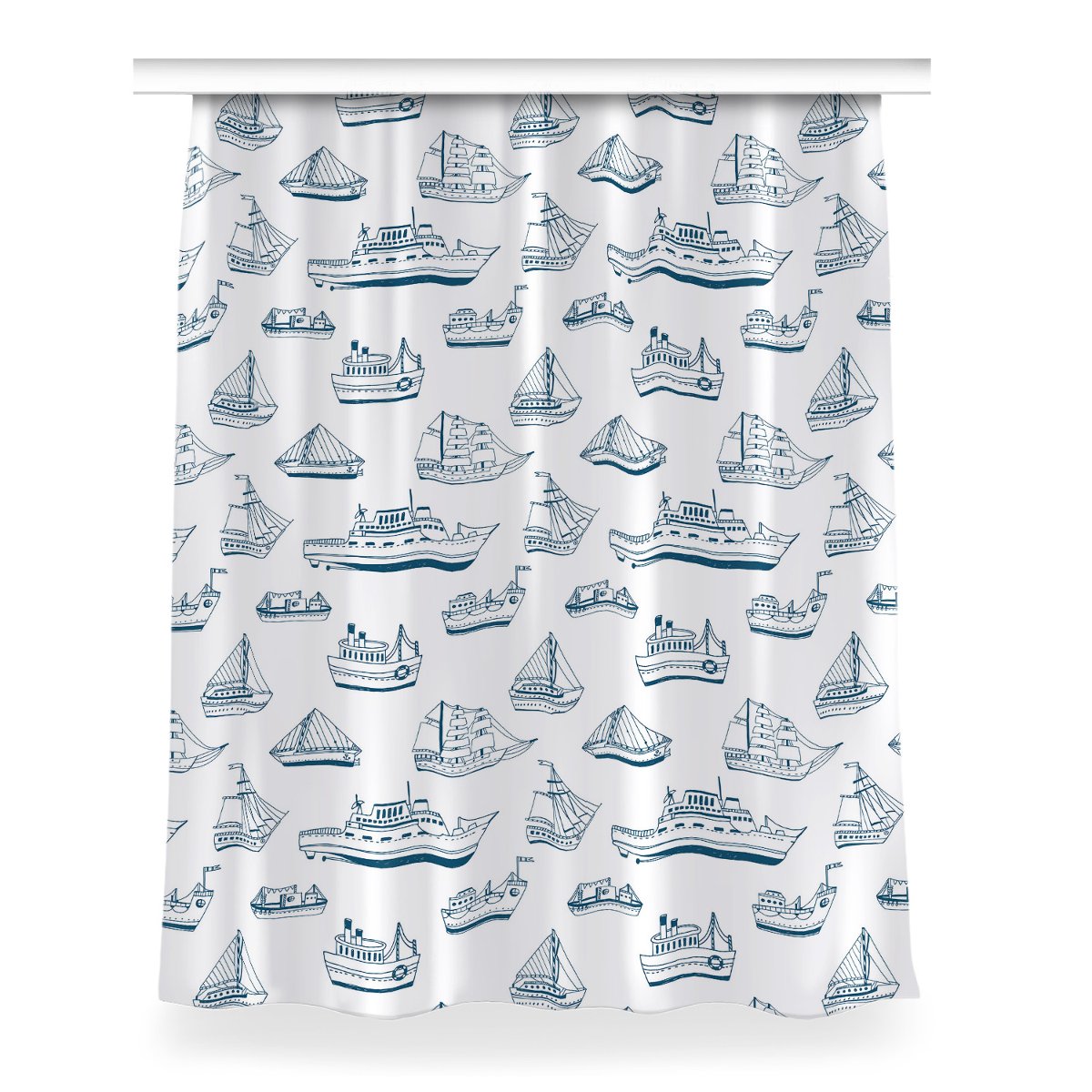 Klasyczna zasłona kolory Niebieskie statki 150x200, Fabricsy
