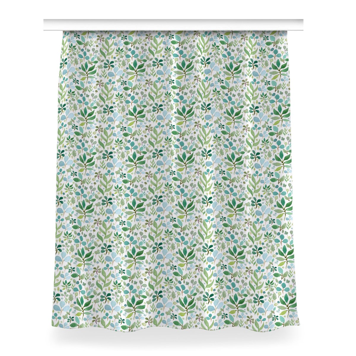 Gotowa zasłona na kółka Zielone liście 150x200 cm, Fabricsy