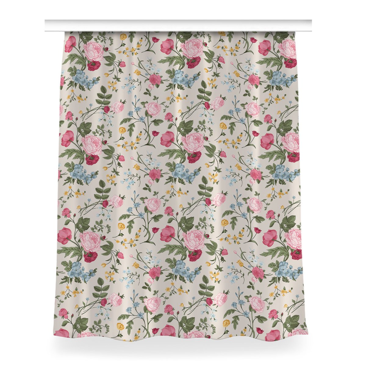 Gotowa zasłona z grafiką Kolorowe kwiaty 150x200, Fabricsy