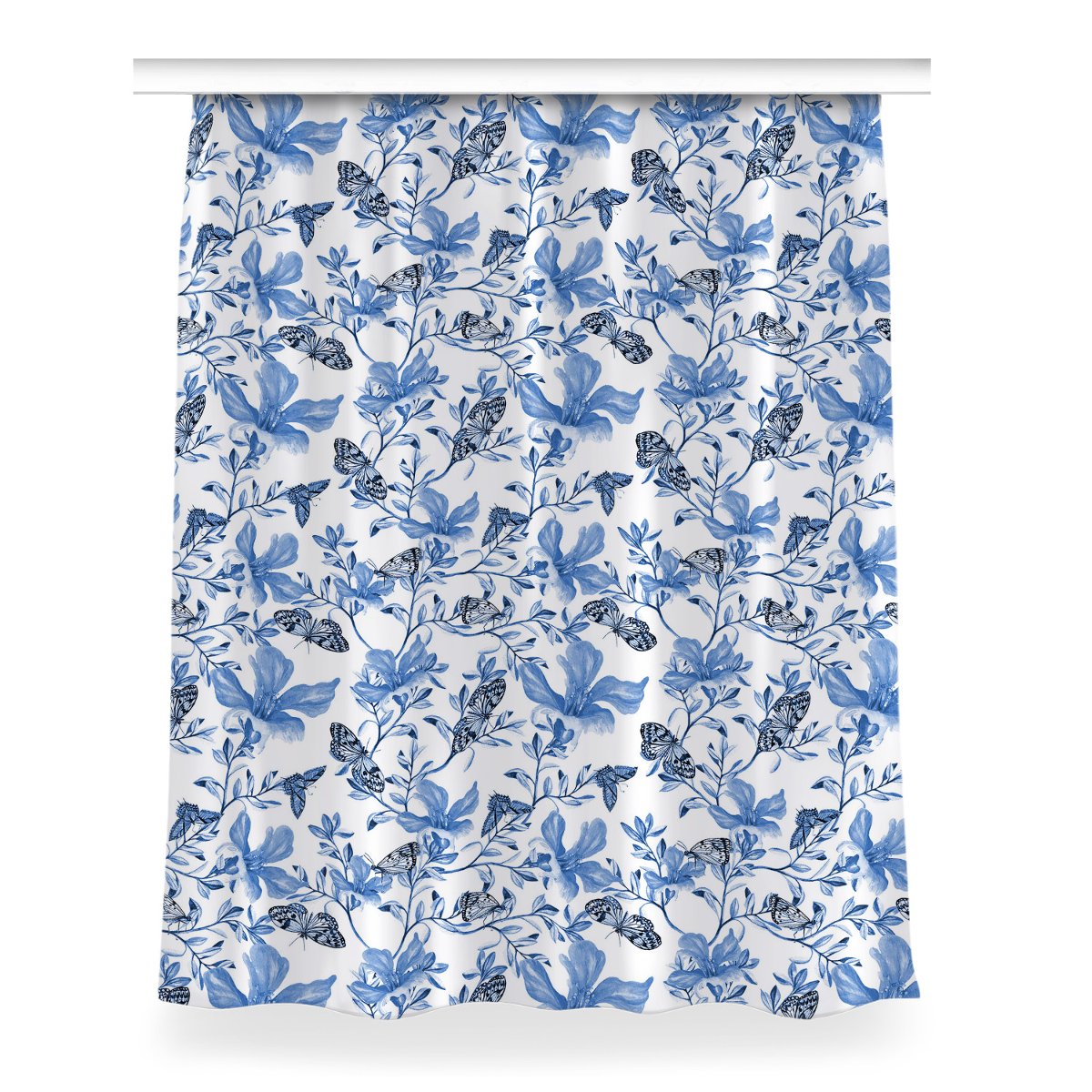 Gotowa zasłona Błękitne kwiaty do sypialni 150x200, Fabricsy