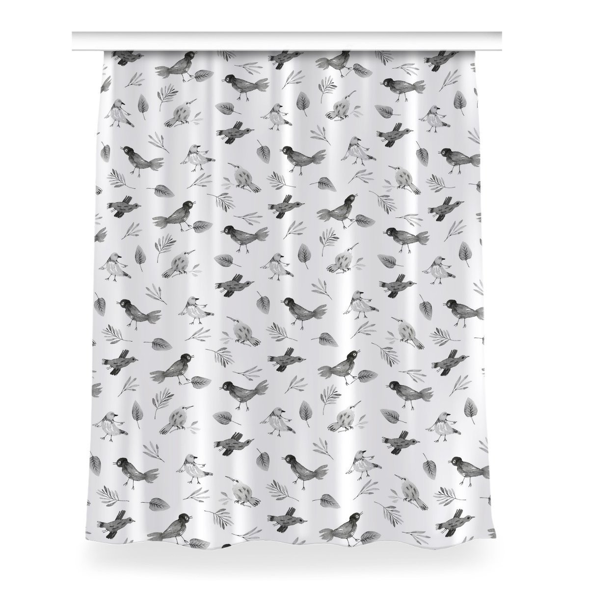Gotowa zasłona na kółka Rysowane ptaki 150x200 cm, Fabricsy