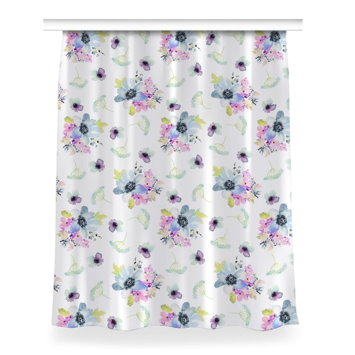 Gotowa zasłona z grafiką Purpurowe kwiaty 150x200, Fabricsy