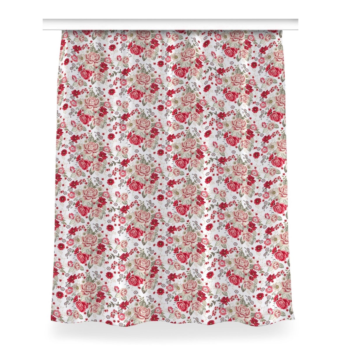 Gotowa zasłona z nadrukiem Czerwone kwiaty 150x200, Fabricsy