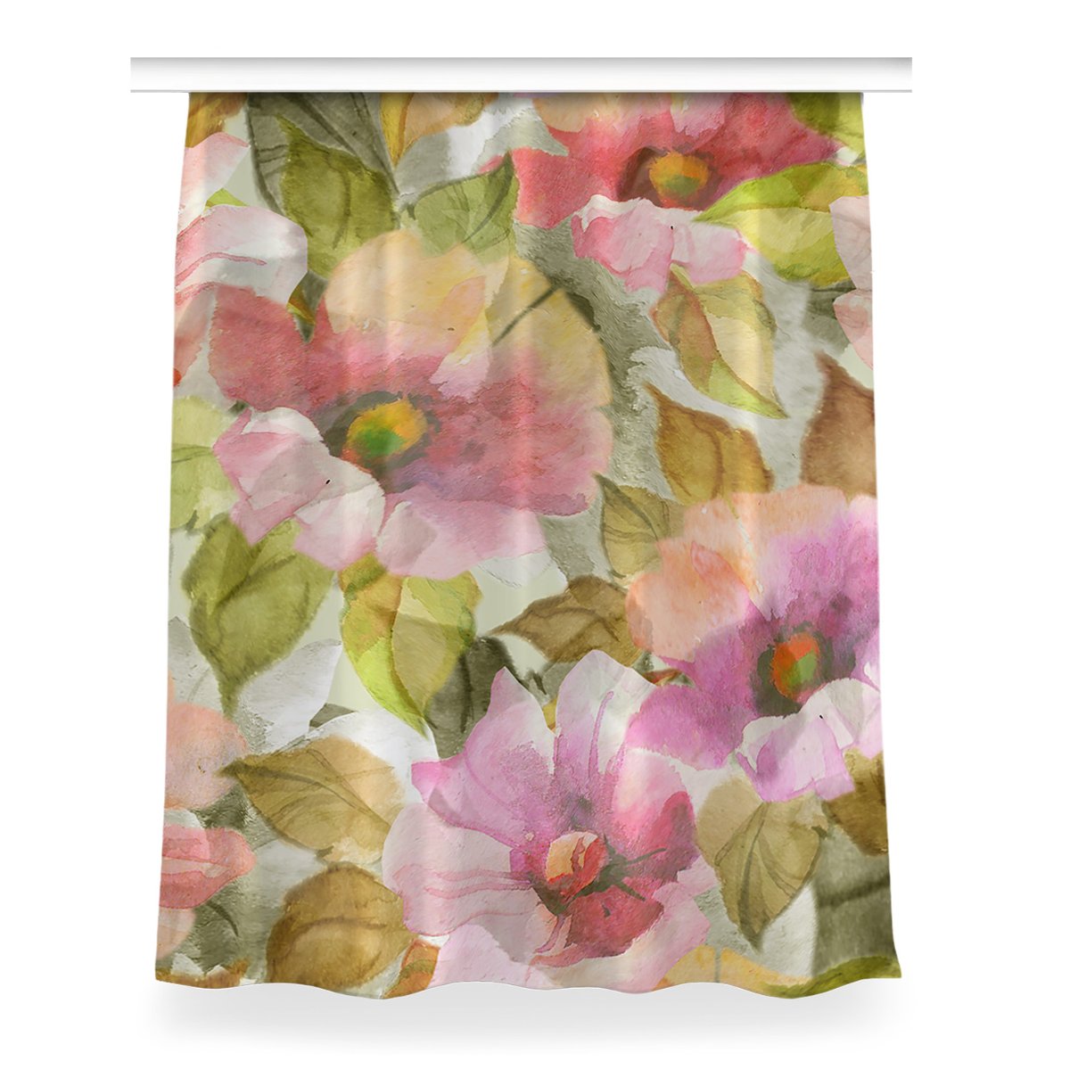 Zasłona z grafiką kolory Malowane kwiaty 150x200, Fabricsy