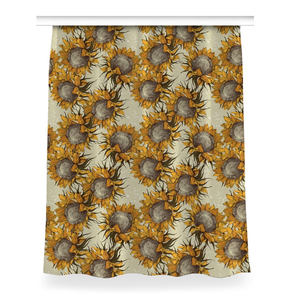 Gotowa zasłona z grafiką Retro Słoneczniki 150x200, Fabricsy