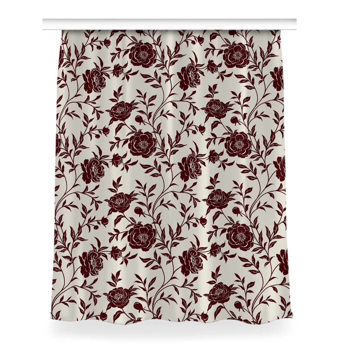 Gotowa zasłona Bordowe kwiaty do sypialni 150x200, Fabricsy