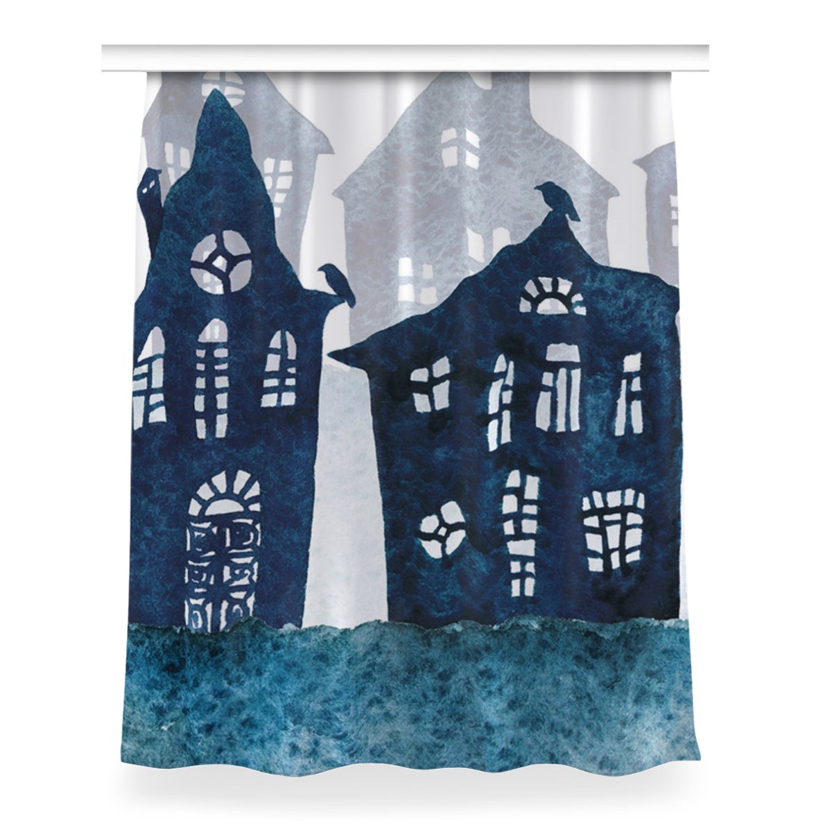 Gotowa zasłona na kółka Miasto nocą dekor 150x200, Fabricsy