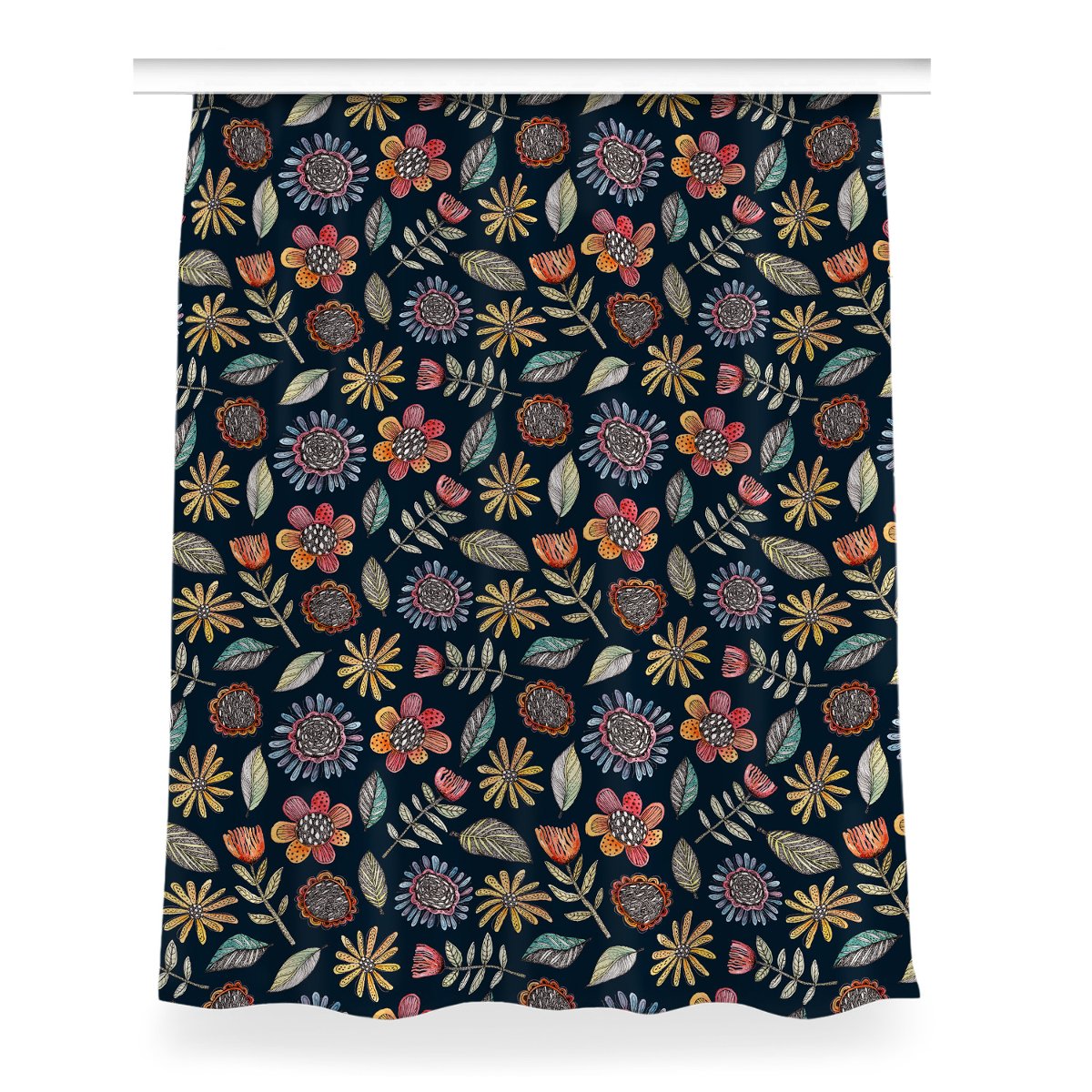 Zasłona z grafiką gotowa Kolorowe kwiaty 150x200, Fabricsy