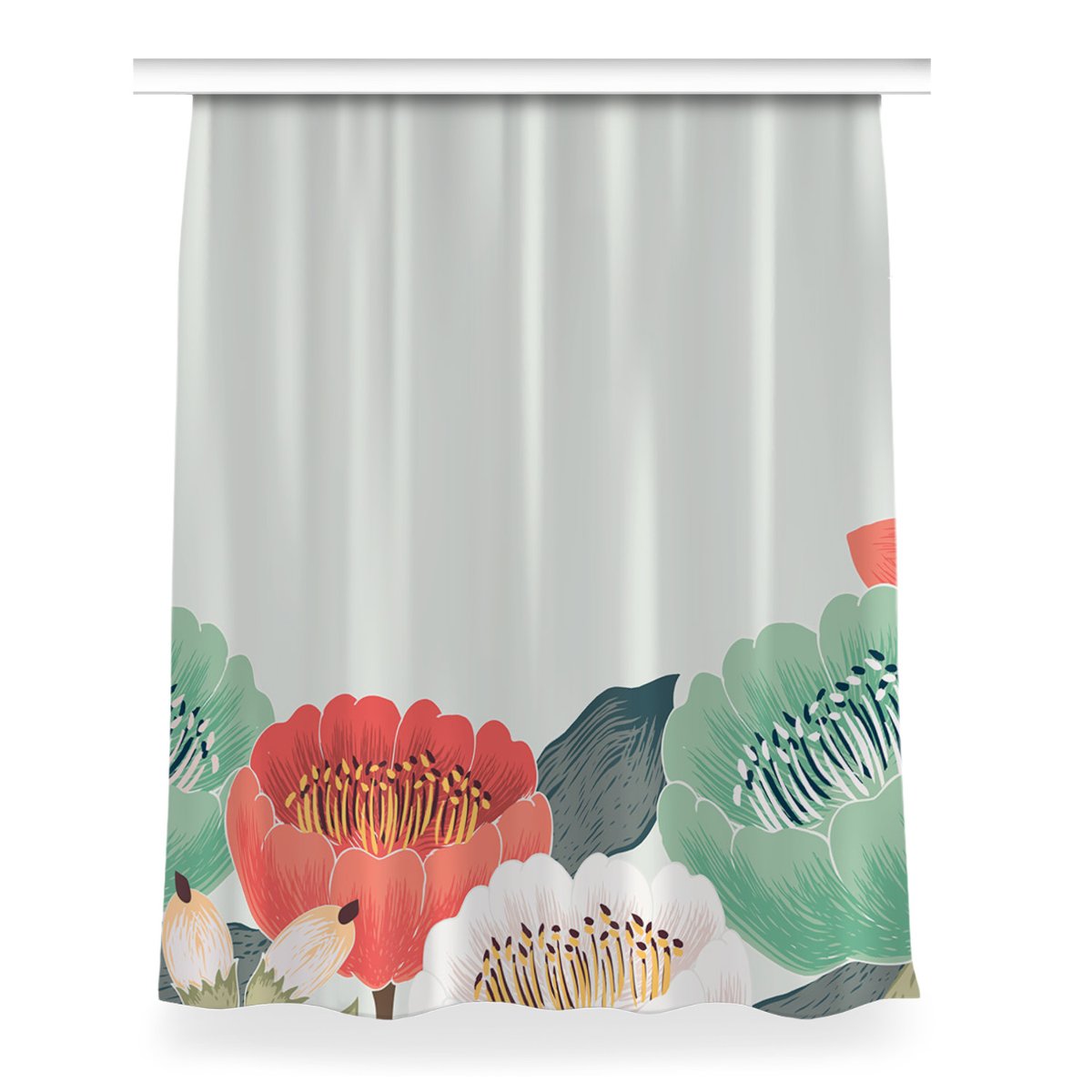 Gotowa zasłona z grafiką Wiosenne kwiaty 150x200, Fabricsy