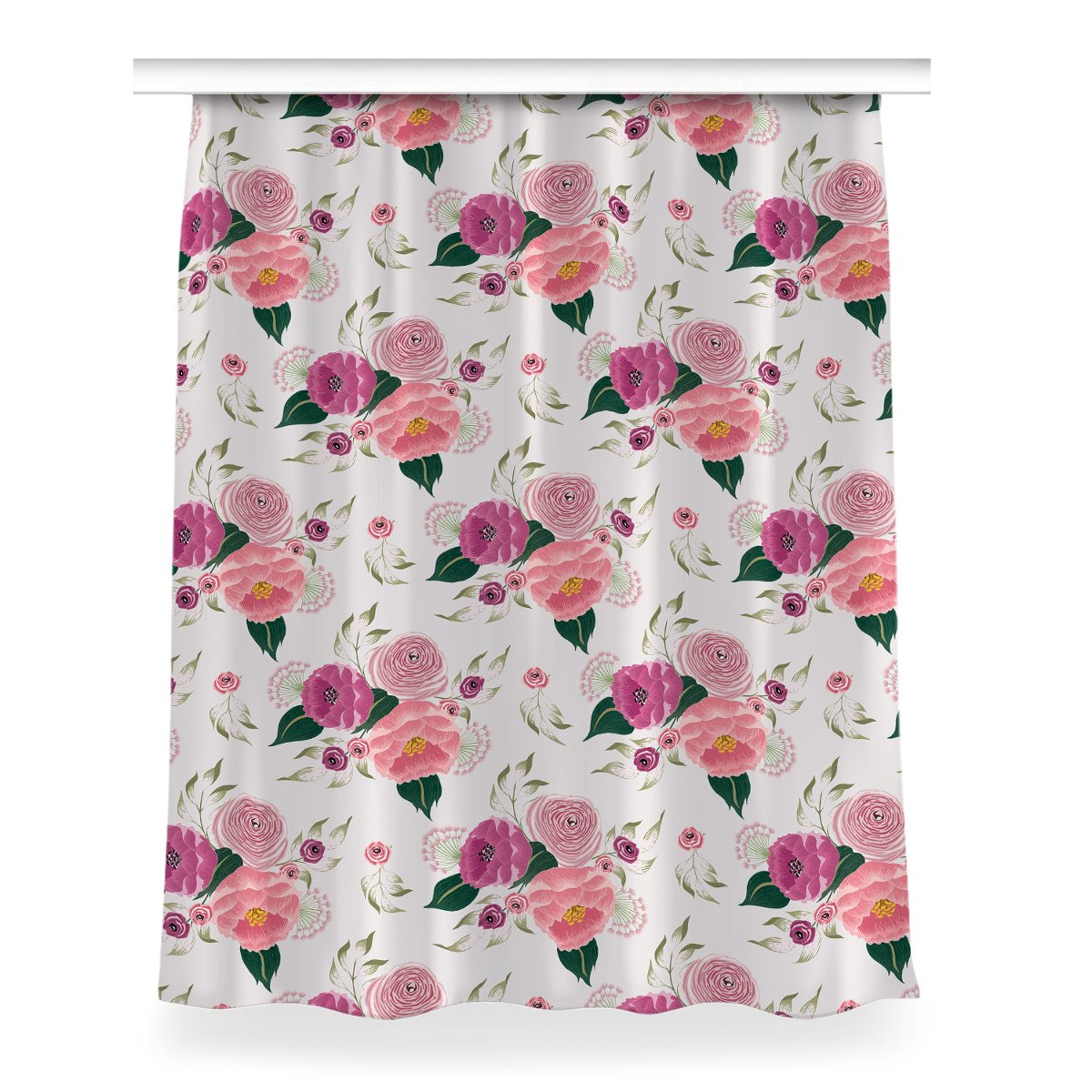 Gotowa zasłona z grafiką Różowe kwiaty 150x200 cm, Fabricsy
