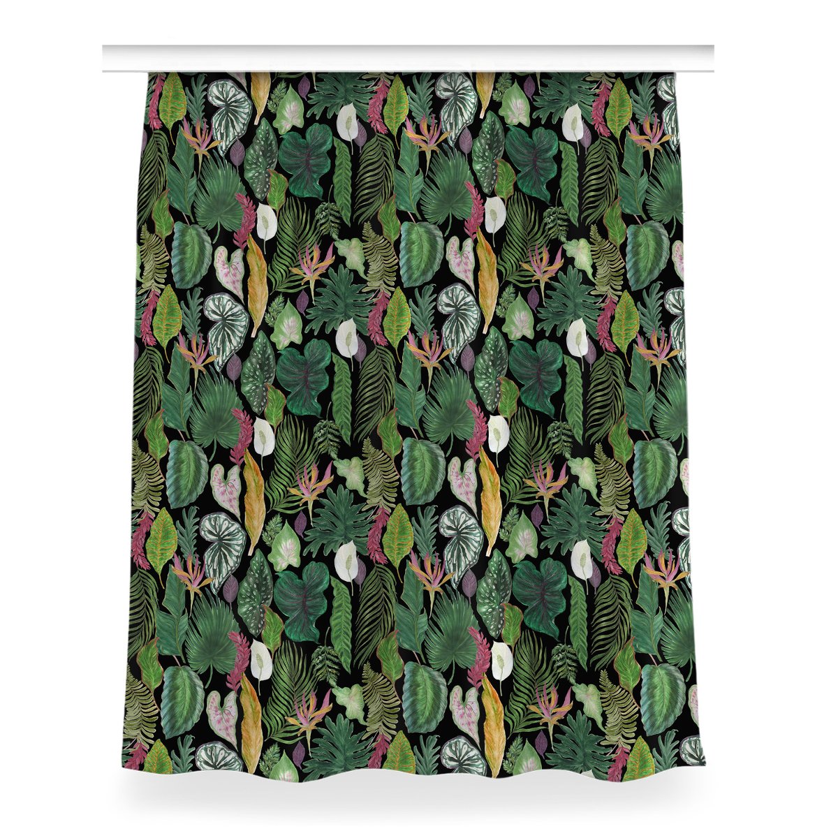 Zasłona z grafiką kolory Tropikalne liście 150x200, Fabricsy