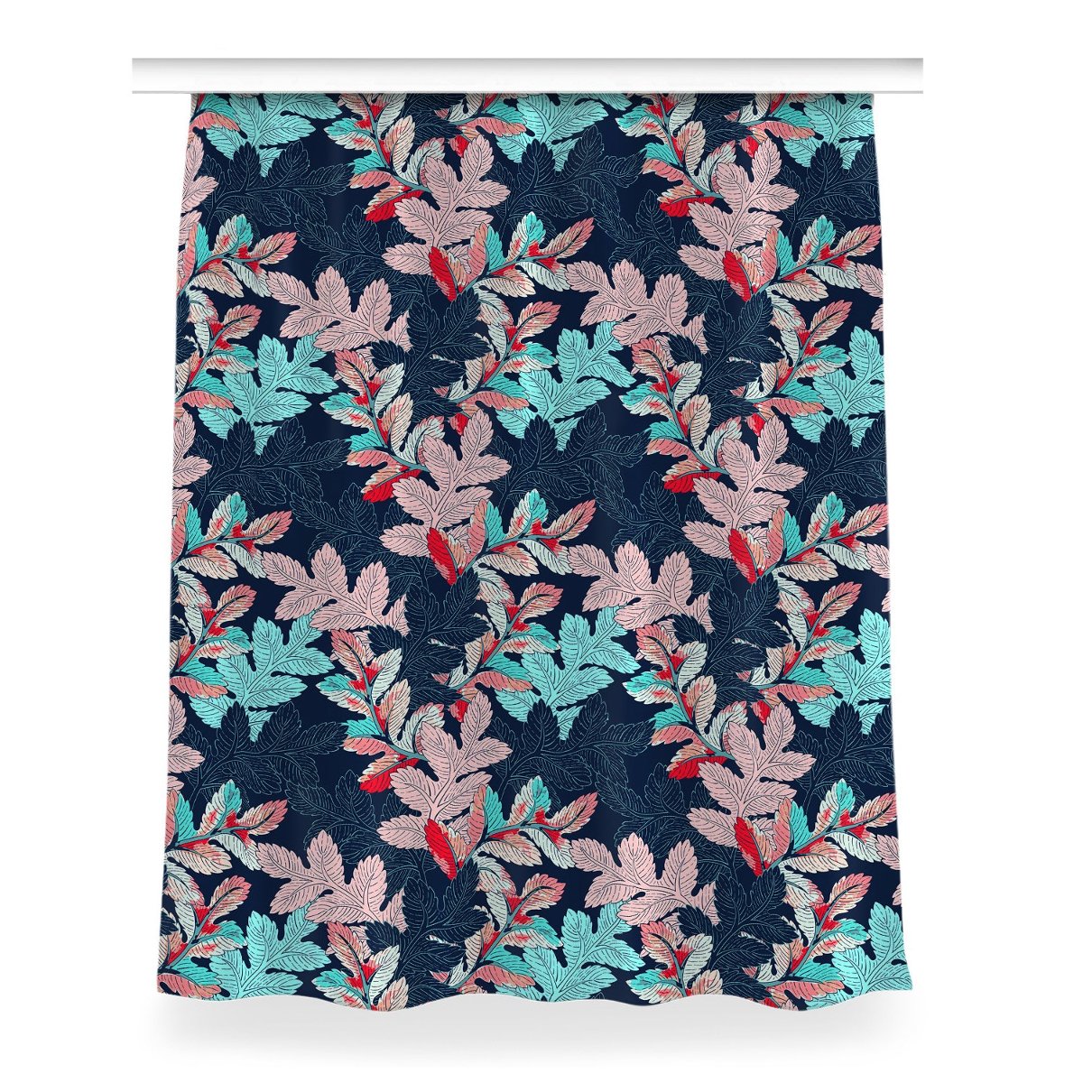 Zasłona z nadrukiem gotowa Liściasty wzór 150x200, Fabricsy