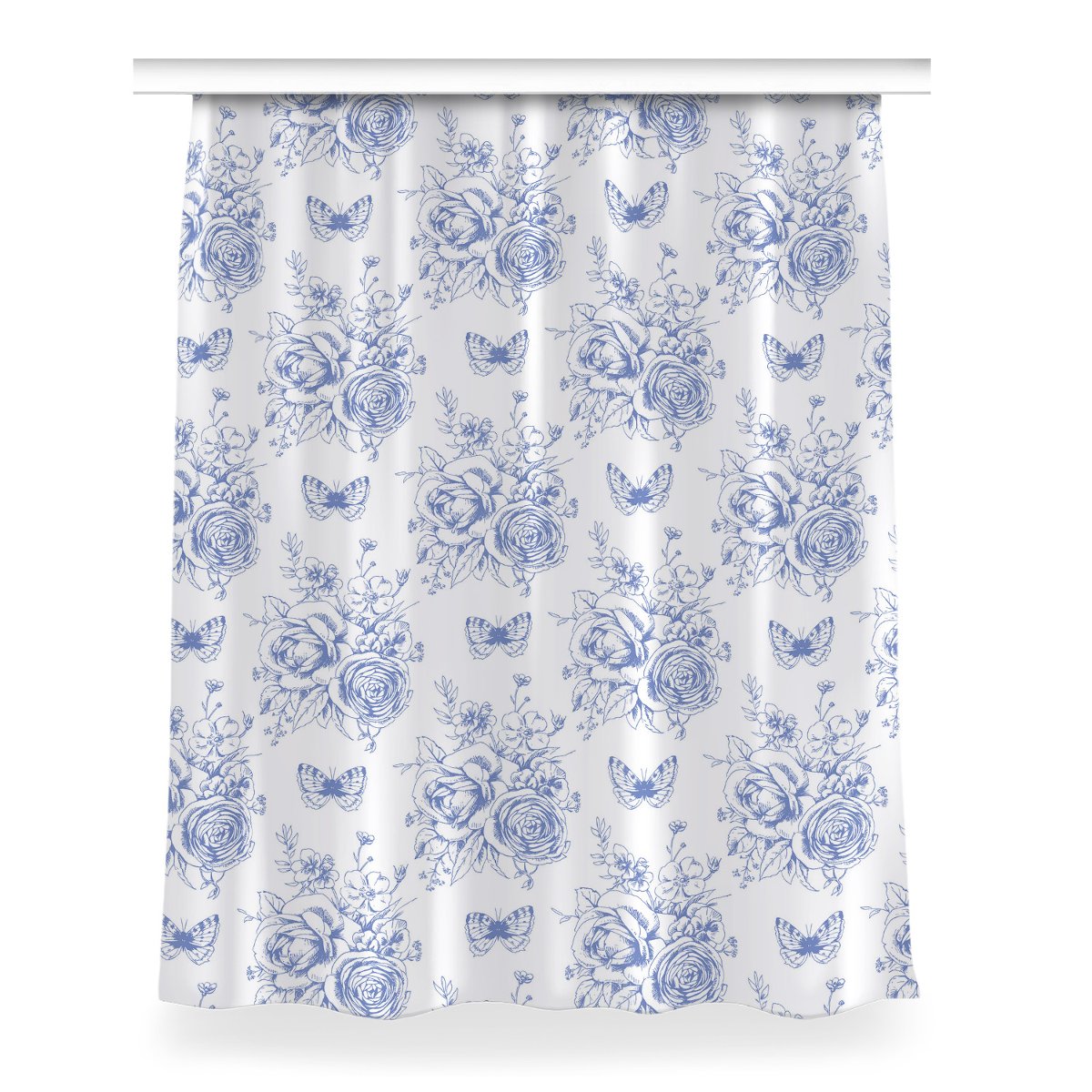 Gotowa zasłona z nadrukiem Motyle i kwiaty 150x200, Fabricsy
