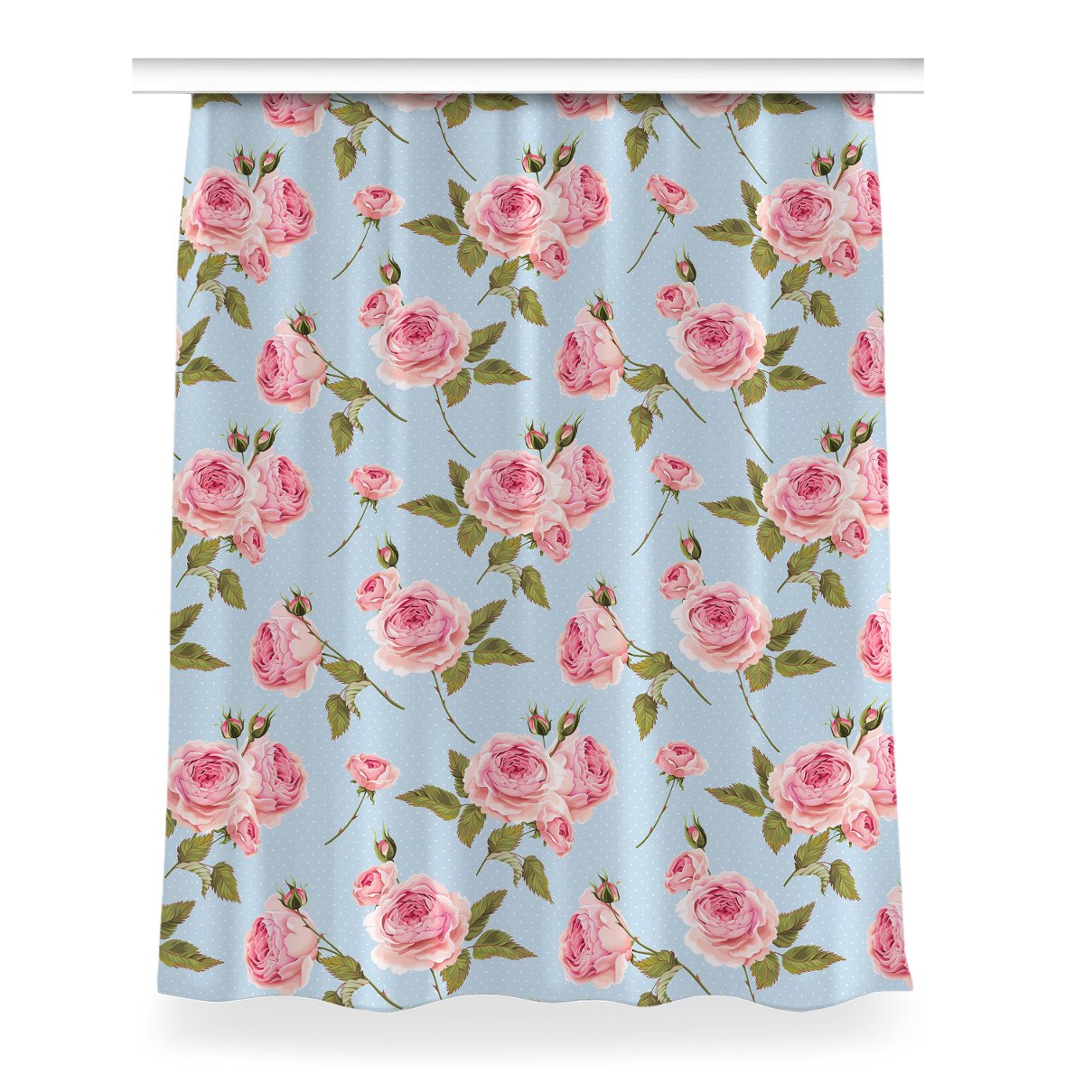 Gotowa zasłona na kółka Róże z liśćmi wzór 150x200, Fabricsy