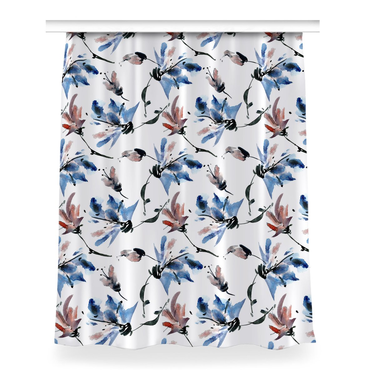 Gotowa zasłona z nadrukiem Akwarela kwiaty 150x200, Fabricsy