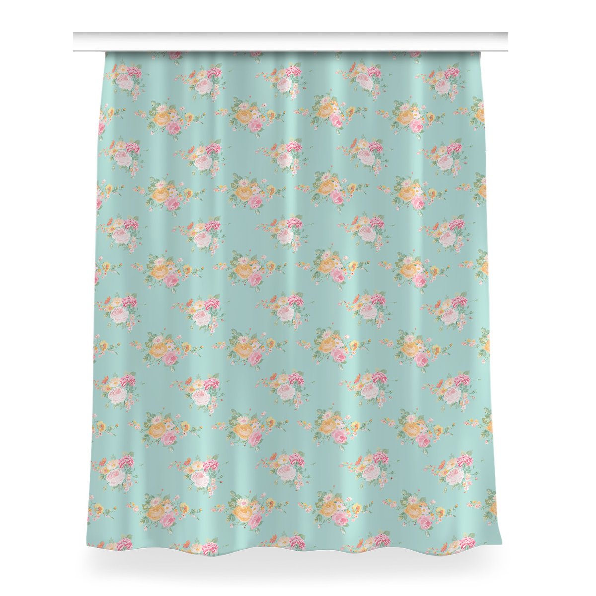 Gotowa zasłona na kółka Pastelowe bukiety 150x200, Fabricsy